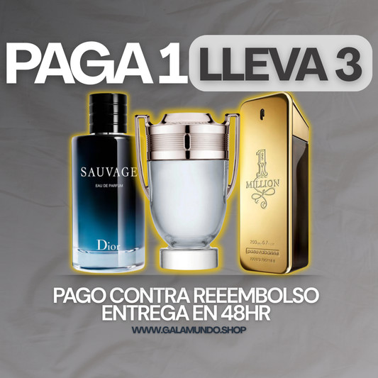 kIT 3 PERFUMES + REGALO  (ONE MILLION + SAUVAGE + INVICTUS) - SOLO HOY