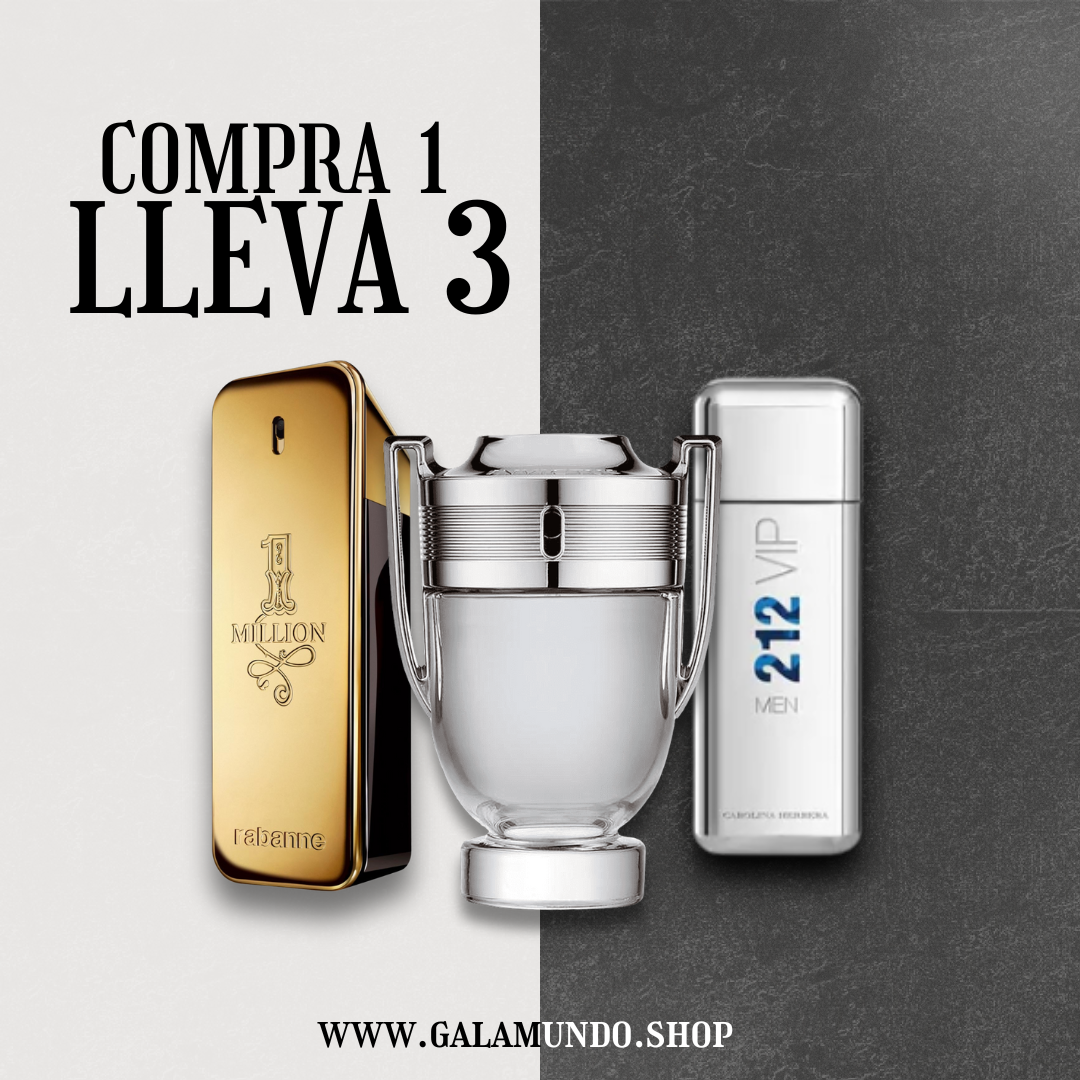 3 Perfumes Masculinos Importados (100ml) - 1 Million | 212 | Invictus